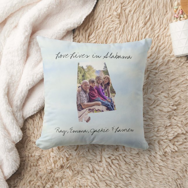Coussin L'Amour Vit En Alabama Etat Façonné Photo Personna (Couverture)