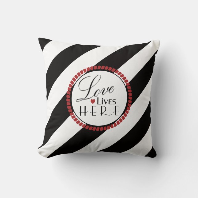 Coussin L'Amour Vit Ici La Bande Moderne Réversible (Recto)