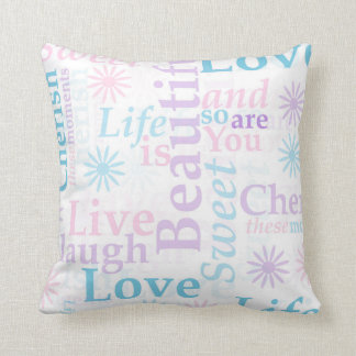 Coussin L'amour vivant de rire, la vie est beau, aiment