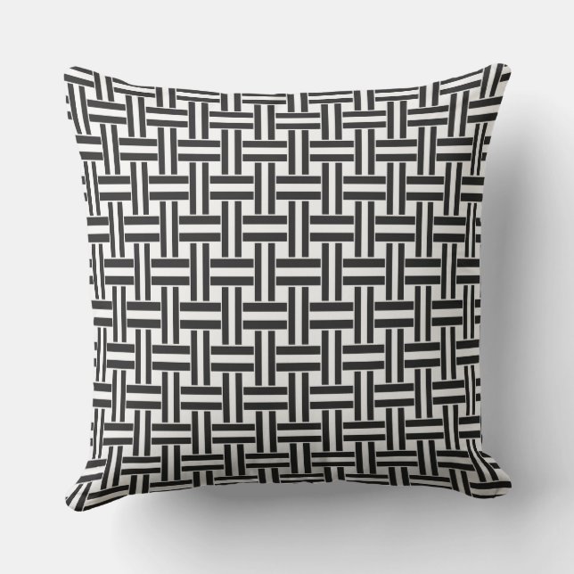Coussin Lancer bande d'oreiller noir et blanc (Verso)