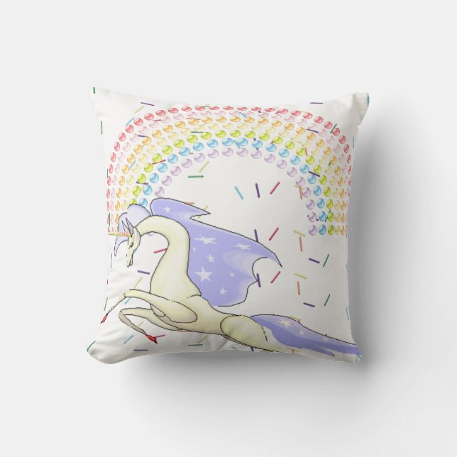 Coussin Lancer l'oreiller licorne arc-en-ciel (Recto)