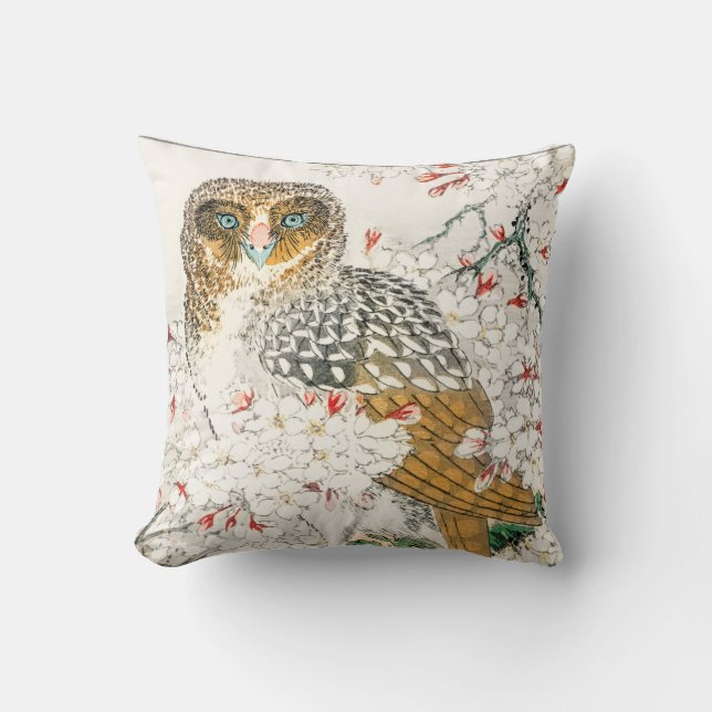 COUSSIN LANCER PILLOW JAPONAIS OWL IMPRIMER PERSONNEL INIT (Recto)