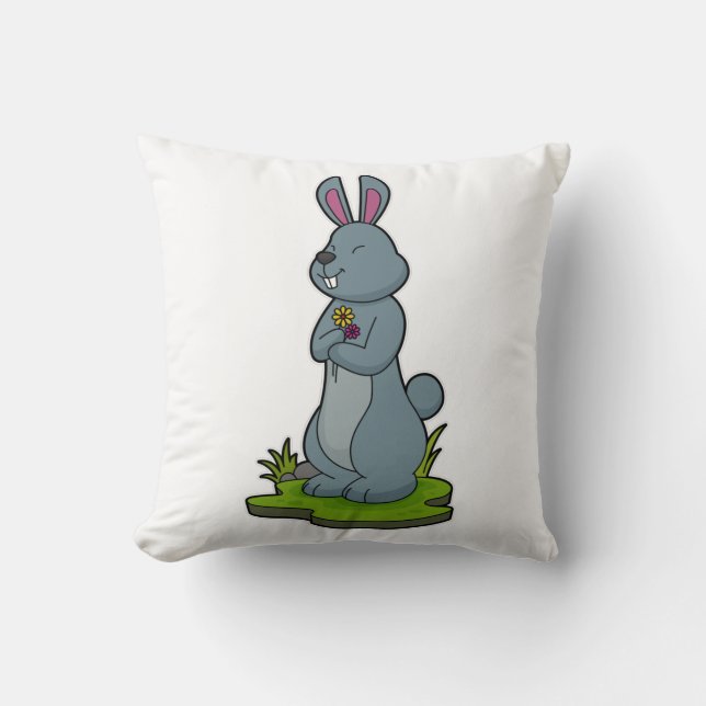 Coussin Lapin aux fleurs (Recto)