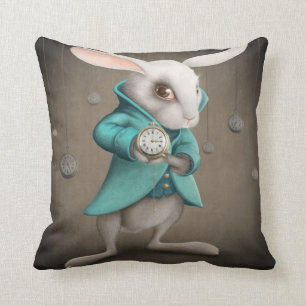 Coussin lapin blanc avec l'horloge