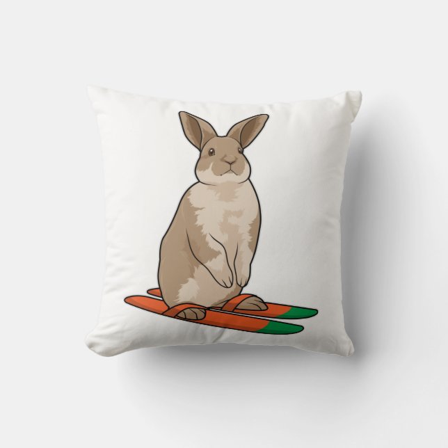 Coussin Lapin comme skieur avec ski (Recto)