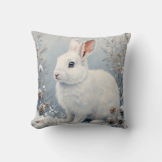 Coussin Lapin de l'hiver mignon – Lapin blanc aux yeux ble