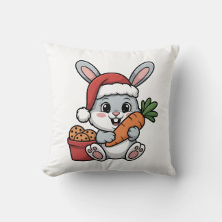 Coussin Lapin de Pâques Carotte Noël Drôle Cute Fête
