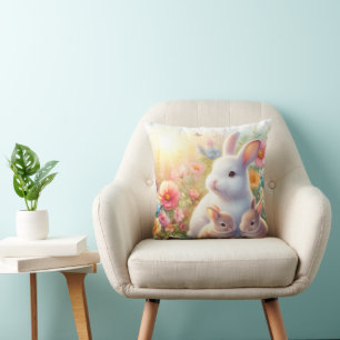 Coussin Lapin de Pâques de printemps Famille Florale Jardi