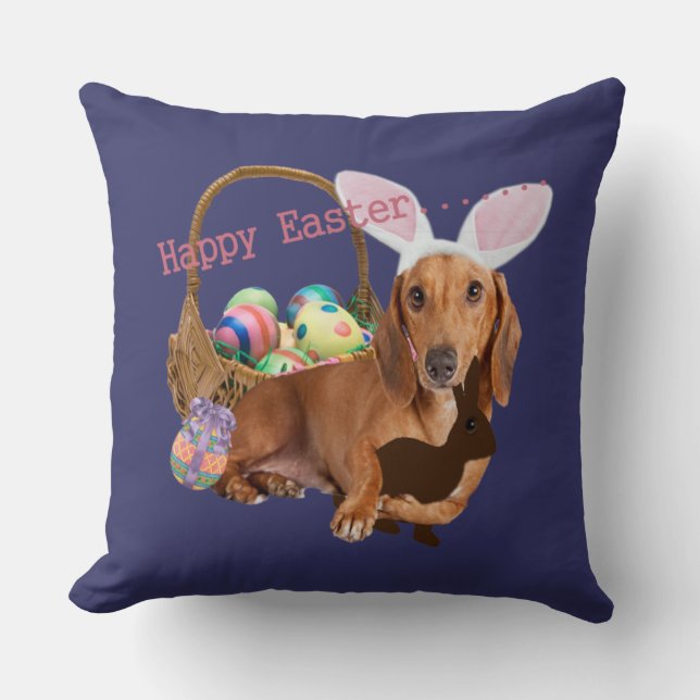 Coussin Lapin de Pâques de teckel (Recto)