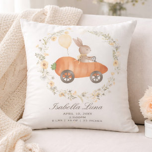 Coussin Lapin de Pâques nouveau-né aux fleurs sauvages de 