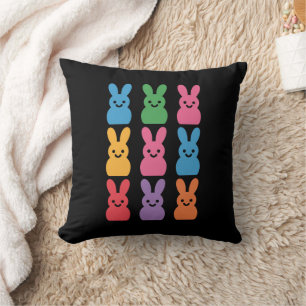 Coussin Lapin de Pâques Œufs Carreaux Léopard
