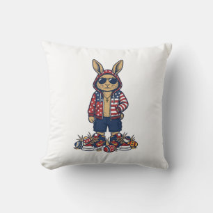 Coussin Lapin de Pâques Patriotique Chemise Vintage Vector