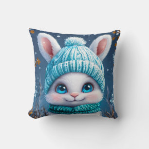 Coussin ❄️ Lapin d'hiver mignon décoration de chambre cade