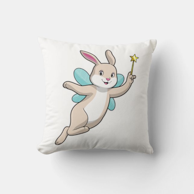 Coussin Lapin en fée avec baguette magique (Recto)