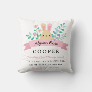 Coussin Lapin Jaune & Fleurs Jolies statistiques de naissa