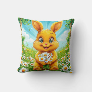 Coussin 🐰🌼 Lapin Joyeux Décor Cosy de la Prairie de Camo