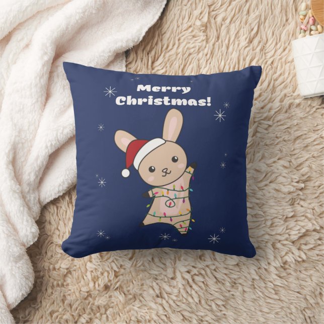 Coussin Lapin Joyeux Noël Animaux d'hiver Lapins Jeter (Couverture)