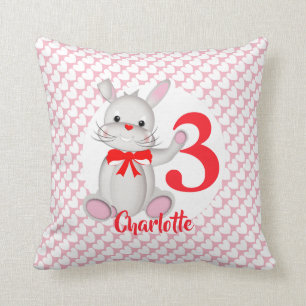 Coussin Lapin Lapin Cartographié rose
