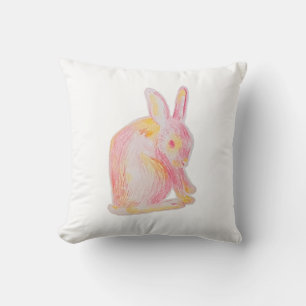 Coussin Lapin mignon à main rose
