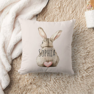 Coussin Lapin Mignon Queue Rose Coeur