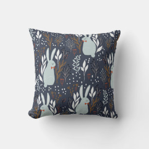 Coussin Lapins adorables : Forêt Motif sans couture