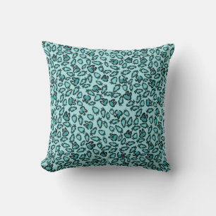 Coussin Lapins et carottes motif dans les bleus de Pâques