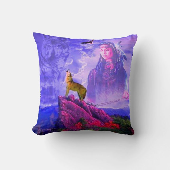 Coussin L'Appel Du Grand Esprit De Loup (Recto)