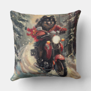 Coussin Lapphund Finlandais Chien à cheval Moto Noël