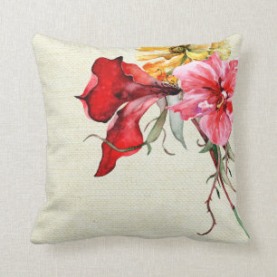 Coussin L'aquarelle de Flora Botanica fleurit la toile de