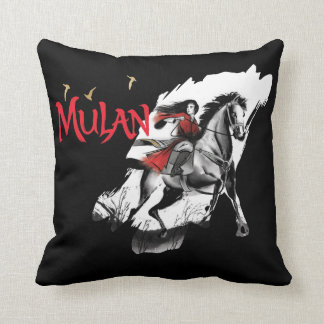 Coussin L'Aquarelle de Mulan Riding Black Wind