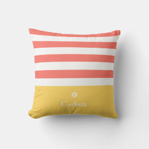 Coussin Large corail rayures horizontales Jaune Nom Faisy
