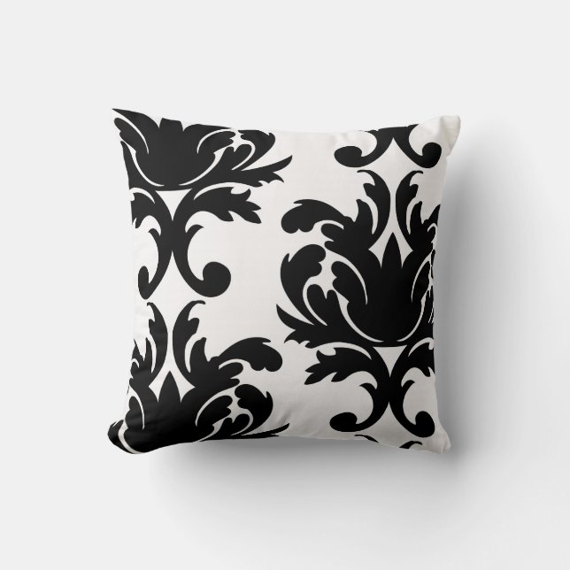 Coussin large et noir bold damask (Recto)