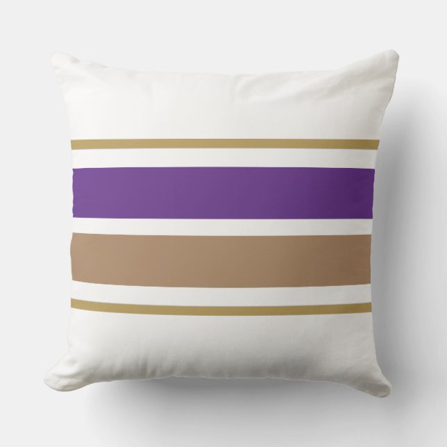 Coussin Large Royal Purple Brown Racing Stripes Sur Blanc (Recto)
