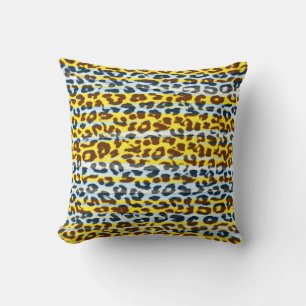 Coussin Larmes jaunes motif leopard fourrure abstraite