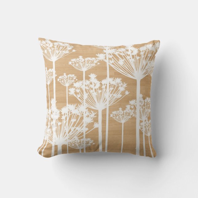 Coussin L'arrière - plan en bois fleurit le motif floral (Recto)