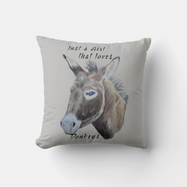 Coussin L'art de l'âne sauvage juste une fille qui aime le (Recto)