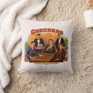 Coussin L'art des étiquettes de cigare vintage, Checkers M