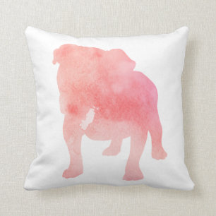 Coussin L'art du chien de taureau rose