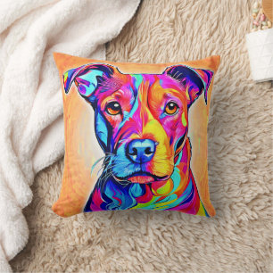 Coussin L'art du chien : Peinture colorée