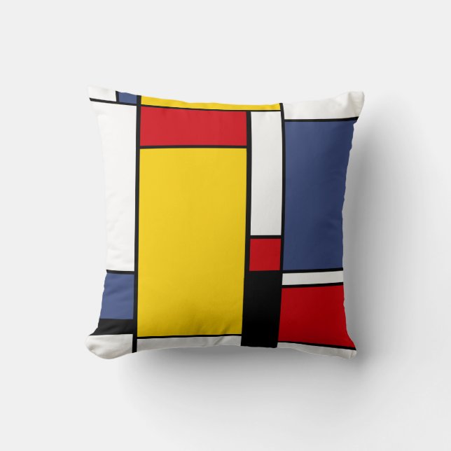 Coussin L'Art Géométrique Moderne D'Inspiration Mondrienne (Recto)