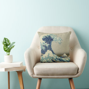 Coussin L'art japonais vintage, La Grande Vague par Hokusa