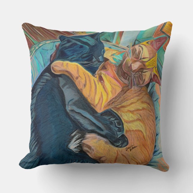 Coussin L'Art Personnalisé, Deux Chats, Le Bouddhisme (Recto)