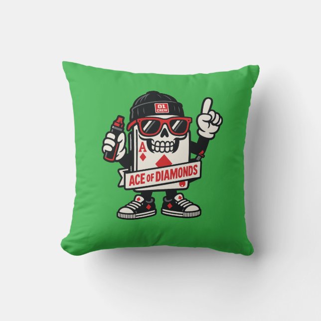 Coussin L'As de la Mascotte de rue Diamonds — Édition à ro (Recto)