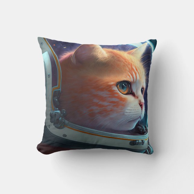Coussin l'astronaute de chat Lancer l'oreiller (Recto)
