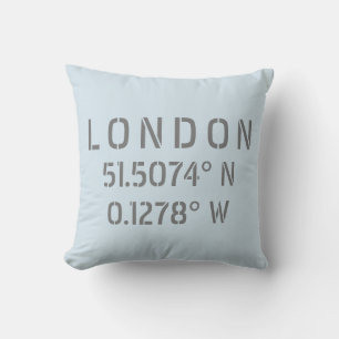 Coussin Latitude et Longitude Londres