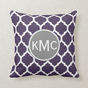 Coussin Lattice blanc marocain violet gris