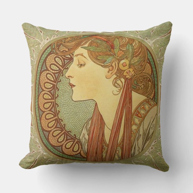 Coussin Laurel par Alphonse Mucha (Recto)