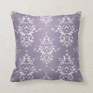 Coussin Lavande Améthyste Floral Damassé