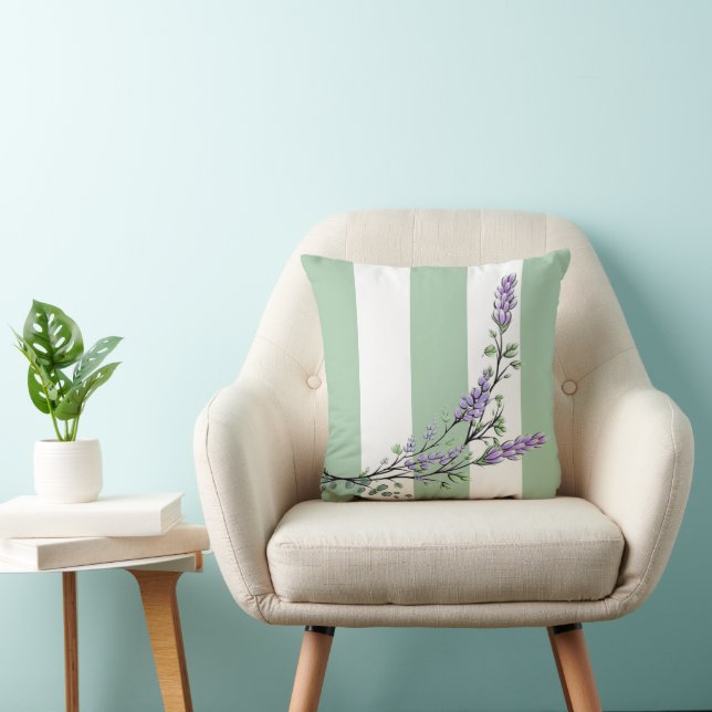 Coussin Lavande d'aquarelle couleur verte classique (Chaise)
