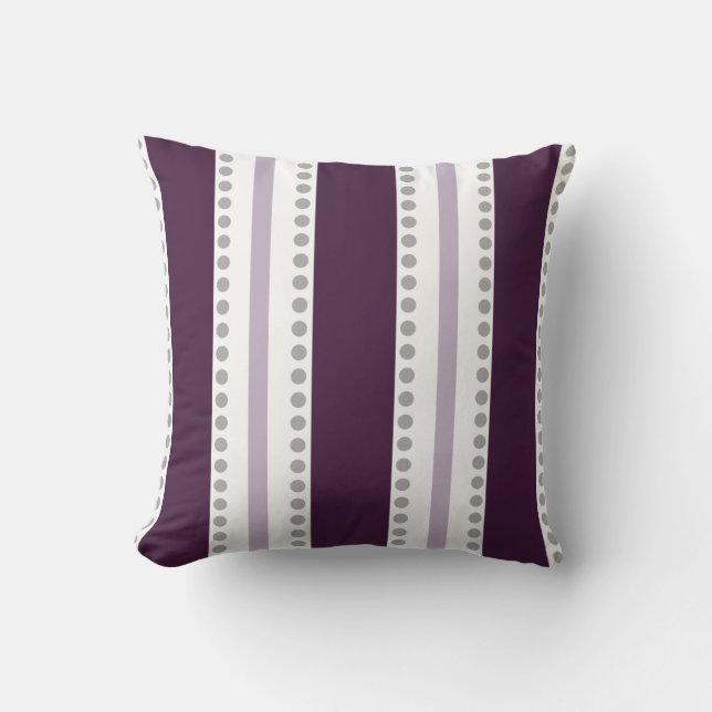Coussin Lavande de prune Gris Gris Pois | (Recto)